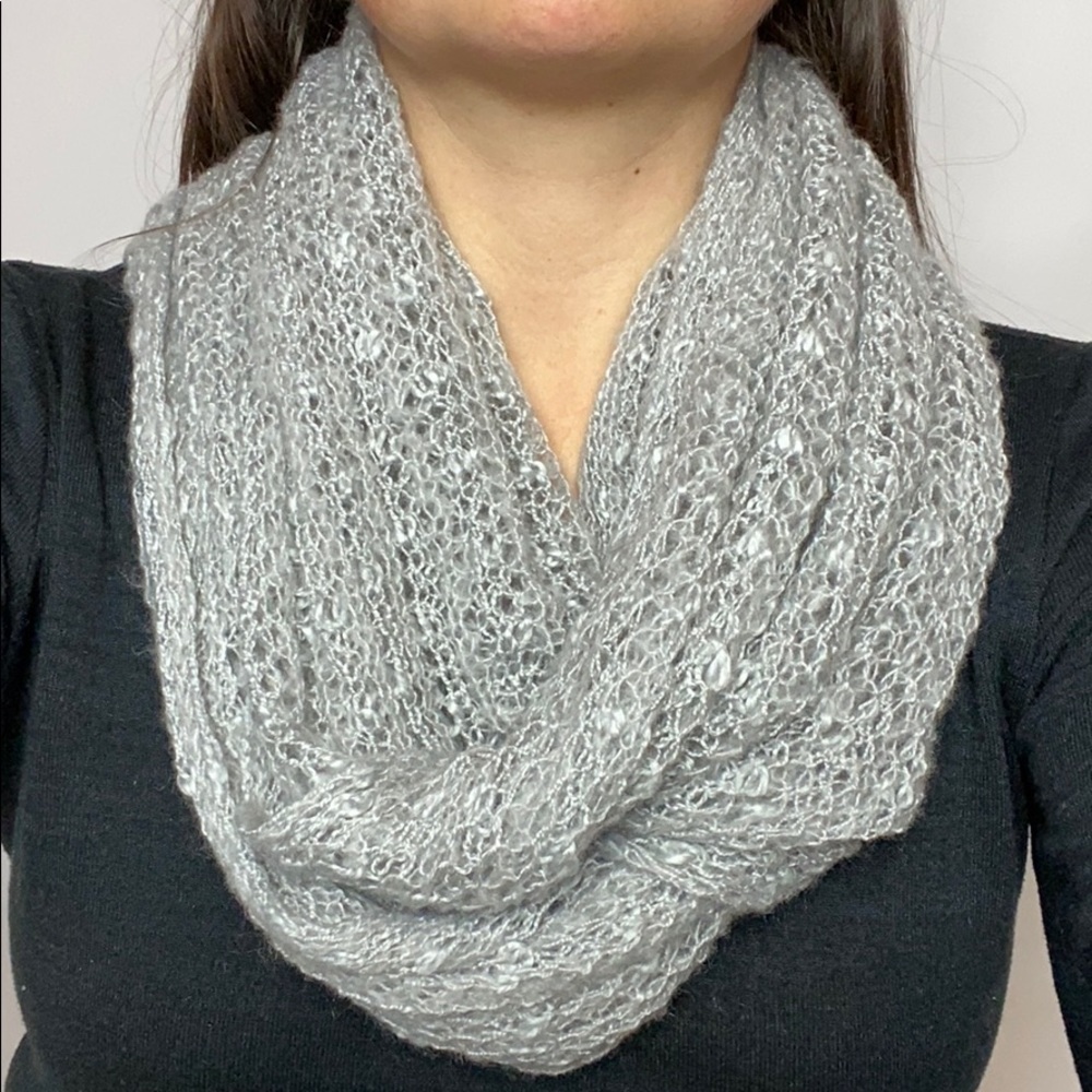 Collection18 gray open knit infinity scarf